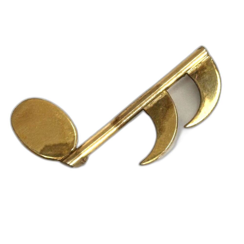 Vintage 24k gf Gold filled Music Note Brooch Unisex Pin for Music Lovers